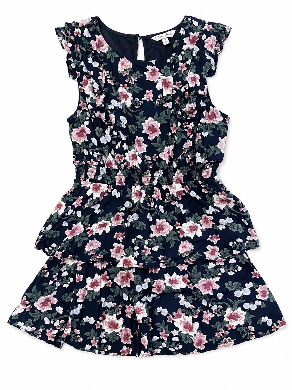 Navy Floral Tiered Dress by Speechless. Size Large.🌺